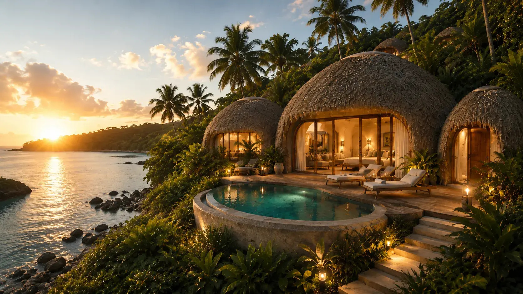 Una Bubble Villa en The Island, Palawan, sobre el agua al atardecer